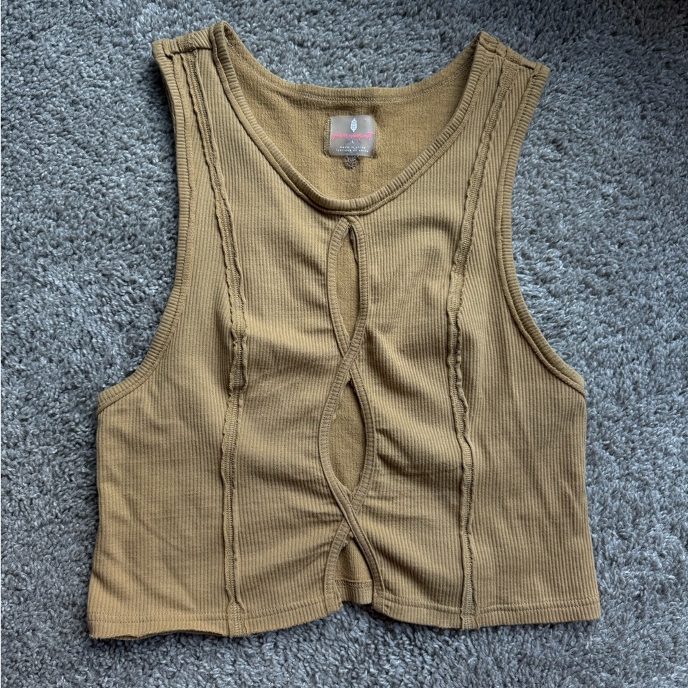 FP Movement Tan Sleeveless Crop Tank Top